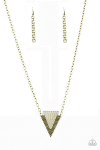 Paparazzi VINTAGE VAULT "Ancient Arrow" Brass Necklace & Earring Set Paparazzi Jewelry