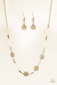 Paparazzi "WHEEL Power" Gold Necklace & Earring Set Paparazzi Jewelry