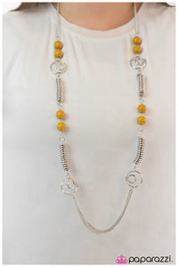 Paparazzi "Break From The Norm" Yellow  Necklace & Earring Set Paparazzi Jewelry