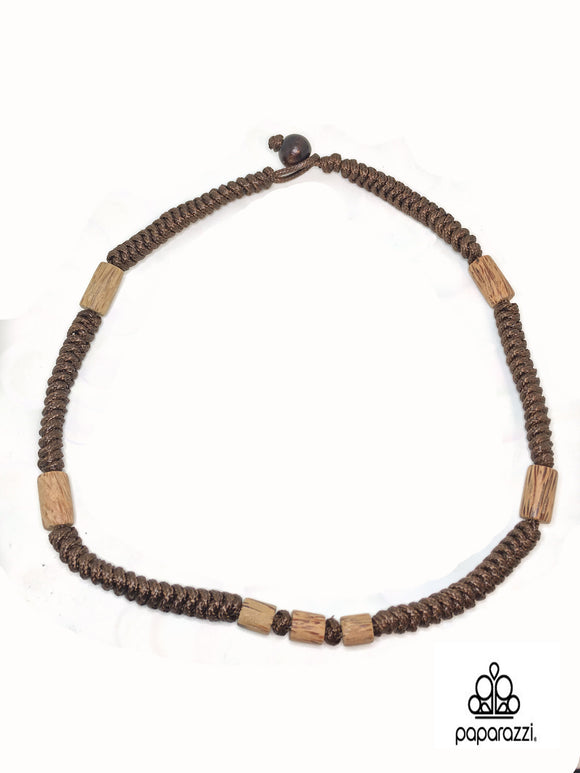 Paparazzi Brown long Wooden Beads Urban Necklace Unisex Paparazzi Jewelry