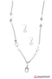Paparazzi "Business In The Front" White Lanyard Necklace & Earring Set Paparazzi Jewelry
