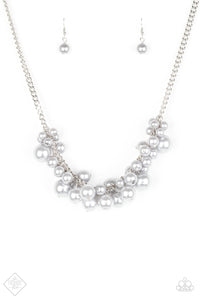 Paparazzi "Glam Queen" FASHION FIX Silver Necklace & Earring Set Paparazzi Jewelry
