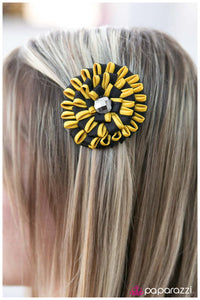 Paparazzi "Candy Striper" Yellow Hair Clip Paparazzi Jewelry