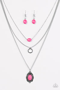 Paparazzi "Canyon Cavalier - Pink" Necklace & Earring Set Paparazzi Jewelry