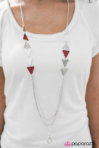 Paparazzi "Career Woman" Red Lanyard Necklace & Earring Set Paparazzi Jewelry