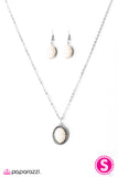 Paparazzi "Cast In SANDSTONE" White" Necklace & Earring Set Paparazzi Jewelry