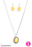 Paparazzi "Cast In SANDSTONE" Yellow" Necklace & Earring Set Paparazzi Jewelry