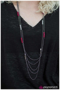 Paparazzi "Chain of Fools" Pink Necklace & Earring Set Paparazzi Jewelry