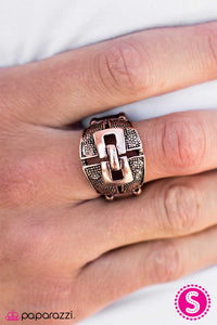 Paparazzi "Champion Buckle" Copper Ring Paparazzi Jewelry