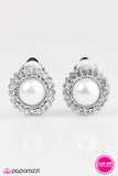 Paparazzi "Classy and Sassy - White Clip-On" earring Paparazzi Jewelry