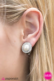 Paparazzi "Classy and Sassy - White Clip-On" earring Paparazzi Jewelry