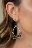 Paparazzi "Crash Landing" Brass Topaz Shimmery Rhinestone Earrings Paparazzi Jewelry