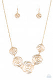 Paparazzi "Rosy Rosette" Gold Necklace & Earring Set Paparazzi Jewelry