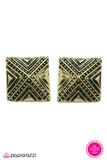 Paparazzi "Dance Of The Pyramids" Brass VINTAGE VAULT Post Earrings Paparazzi Jewelry