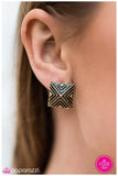 Paparazzi "Dance Of The Pyramids" Brass VINTAGE VAULT Post Earrings Paparazzi Jewelry