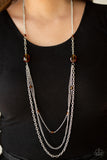 Paparazzi "Dare to Dazzle" Brown Necklace & Earring Set Paparazzi Jewelry