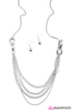 Paparazzi "Daringly Debonair" Silver Necklace & Earring Set Paparazzi Jewelry