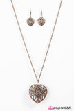 Paparazzi "Deep In My Heart" Copper Necklace & Earring Set Paparazzi Jewelry