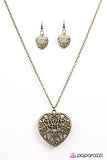 Paparazzi "Deep In My Heart" Brass Necklace & Earring Set Paparazzi Jewelry