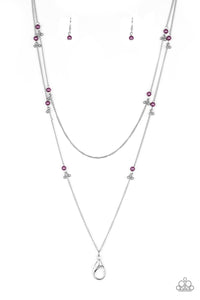 Paparazzi VINTAGE VAULT "Ultrawealthy" Purple Lanyard Necklace & Earring Set Paparazzi Jewelry