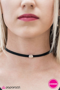 Paparazzi "Demure Damsel" Black Choker Necklace & Earring Set Paparazzi Jewelry