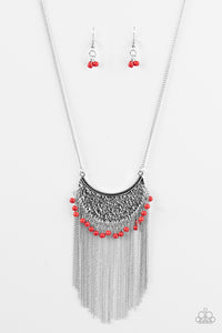Paparazzi "Desert Dancer" Red Necklace & Earring Set Paparazzi Jewelry