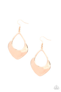 Paparazzi "Dig Your Heels In"  Rose Gold Hammered Flared Earrings Paparazzi Jewelry