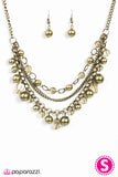 Paparazzi "Diva Dramatics" Brass Necklace & Earring Set Paparazzi Jewelry