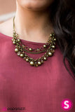 Paparazzi "Diva Dramatics" Brass Necklace & Earring Set Paparazzi Jewelry
