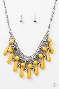 Paparazzi "Diva Dynamics" Yellow Necklace & Earring Set Paparazzi Jewelry