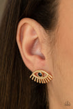 Paparazzi "Dont Blink" Gold Evil Eye Black Rhinestone Post Earrings Paparazzi Jewelry