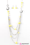 Paparazzi "Dont Worry, BEACH Happy" Yellow Necklace & Earring Set Paparazzi Jewelry