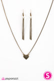 Paparazzi "Do You HEART What I HEART?" Brass Necklace & Earring Set Paparazzi Jewelry