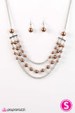 Paparazzi "Dressed For Success" Brown Necklace & Earring Set Paparazzi Jewelry