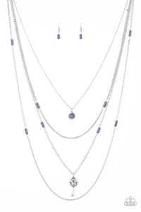 Paparazzi VINTAGE VAULT "Key Keynote" Blue Necklace & Earring Set Paparazzi Jewelry