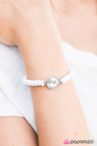 Paparazzi "Easy On The Shimmer" White Bracelet Paparazzi Jewelry