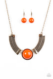 Paparazzi "Egyptian Spell" Orange 032XX Necklace & Earring Set Paparazzi Jewelry