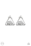 Paparazzi VINTAGE VAULT "Timeless In Triangles" White Clip On Earrings Paparazzi Jewelry
