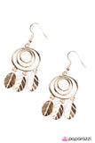 Paparazzi "Fair FEATHER Friend - Gold" earring Paparazzi Jewelry