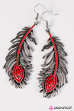 Paparazzi "Fallen Feather - Red" earring Paparazzi Jewelry