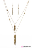 Paparazzi "Feather Weather" Brass Necklace & Earring Set Paparazzi Jewelry