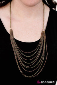 Paparazzi "Feeling Haute, Haute, Haute!" Brass Necklace & Earring Set Paparazzi Jewelry