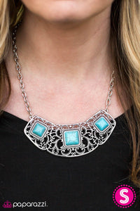 Paparazzi "Feeling Inde-PENDANT" Blue 158XX Necklace & Earring Set Paparazzi Jewelry