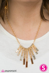 Paparazzi "FIERCE Class" Gold Necklace & Earring Set Paparazzi Jewelry