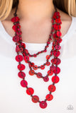 Paparazzi "Fiji Flair - Red" Necklace & Earring Set Paparazzi Jewelry