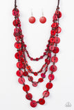 Paparazzi "Fiji Flair - Red" Necklace & Earring Set Paparazzi Jewelry