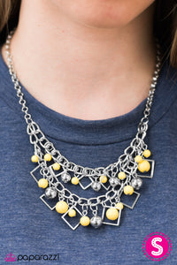 Paparazzi "Finally FRAME-ous - Yellow" Necklace & Earring Set Paparazzi Jewelry