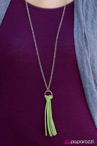 Paparazzi "FRINGE with Benefits" Green Necklace & Earring Set Paparazzi Jewelry