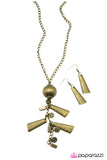 Paparazzi "Gee Whiz" Brass Necklace & Earring Set Paparazzi Jewelry