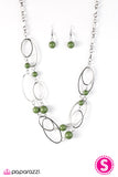 Paparazzi "Glam Theory" Green Necklace & Earring Set Paparazzi Jewelry